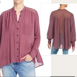 Free People The Beat Button Down Shirt Sz S Plum